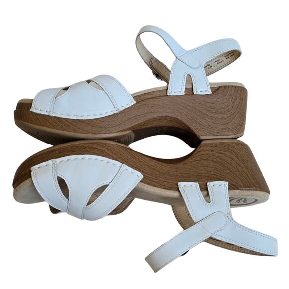 White Sandals Dansko Season Size 9.5-10 EU 40 Leather Platform Clog Ankle Strap - Picture 13 of 14